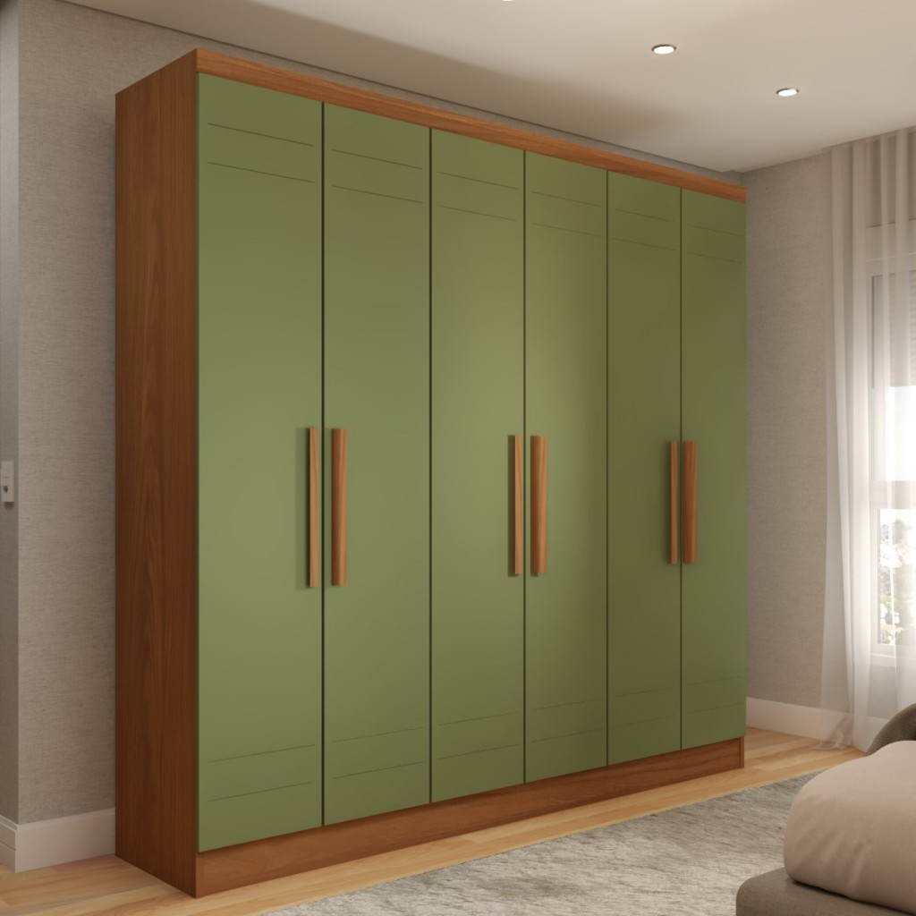 Guarda-Roupa Solteiro Luxemburgo 6 Portas 2 Gavetas - Home & Living