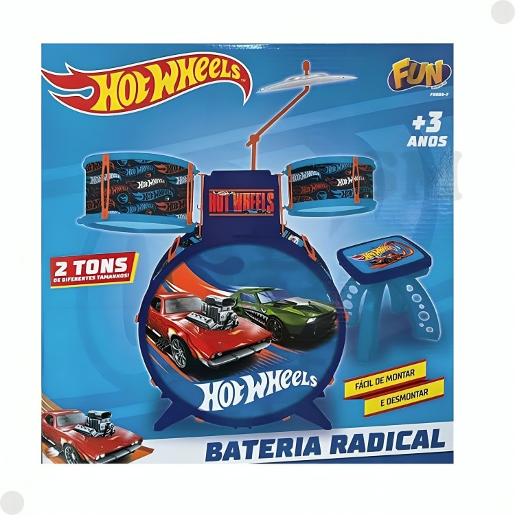 Bateria Infantil Radical Hot Wheels 3848 F0005-7 Fun em Oferta na Shopee