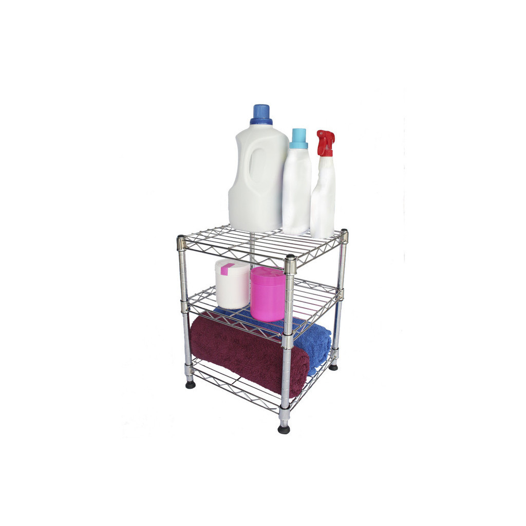 Estante De Aço Cromado Com 3 Prateleiras Rack Aramado 1026