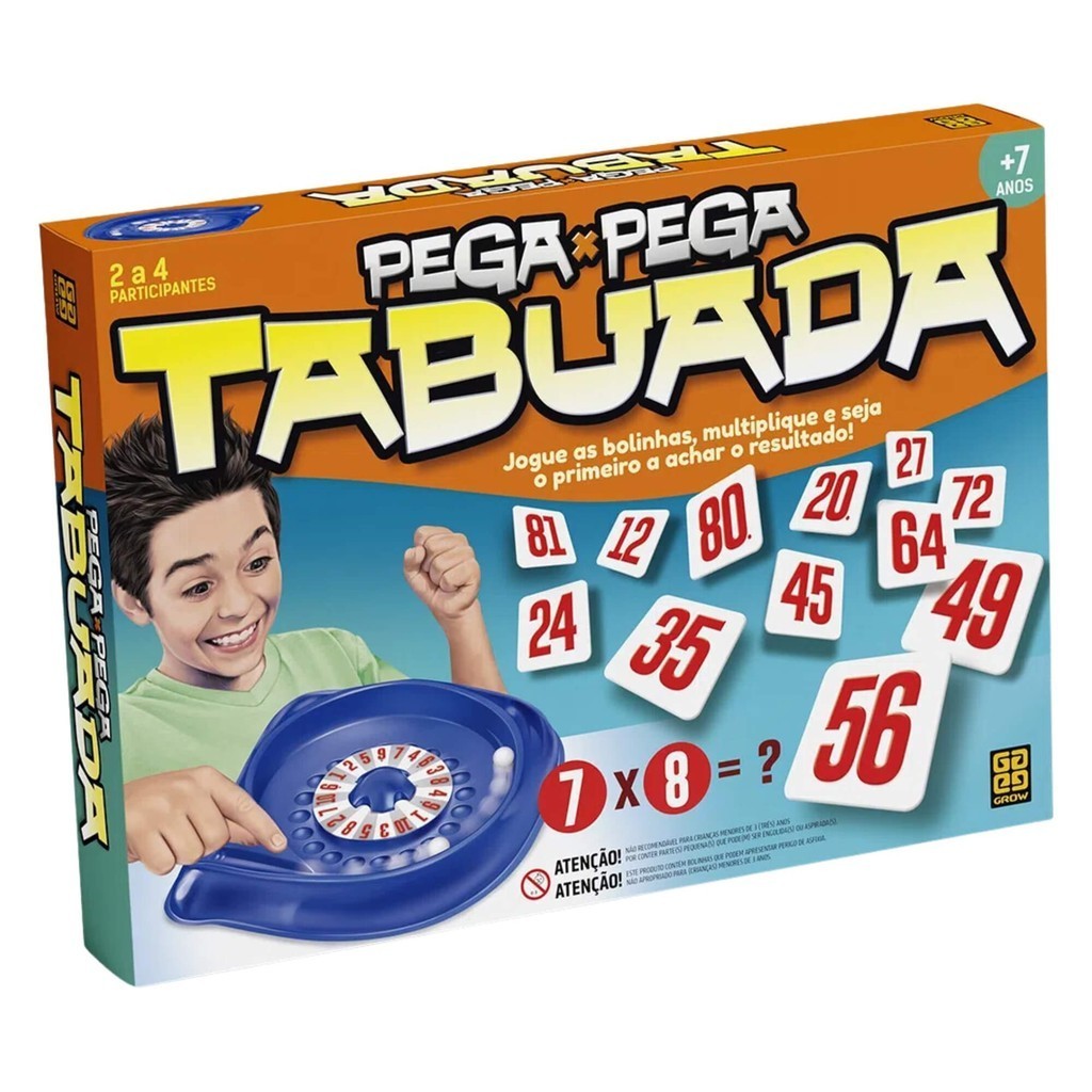 Brinquedo Infantil Jogo de Tabuleiro Pega Pega Tabuada Grow - 01467 em Oferta na Shopee