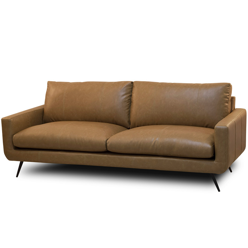 Sofá 2 Lugares Para Sala de Estar Living Industrial 183cm Dijon L06 Couro Camel - Lyam Decor