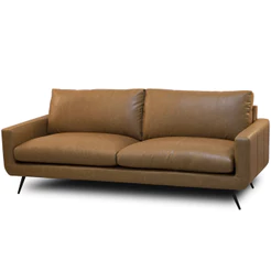 Sofá 2 Lugares Para Sala de Estar Living Industrial 183cm Dijon L06 Couro Camel - Lyam Decor