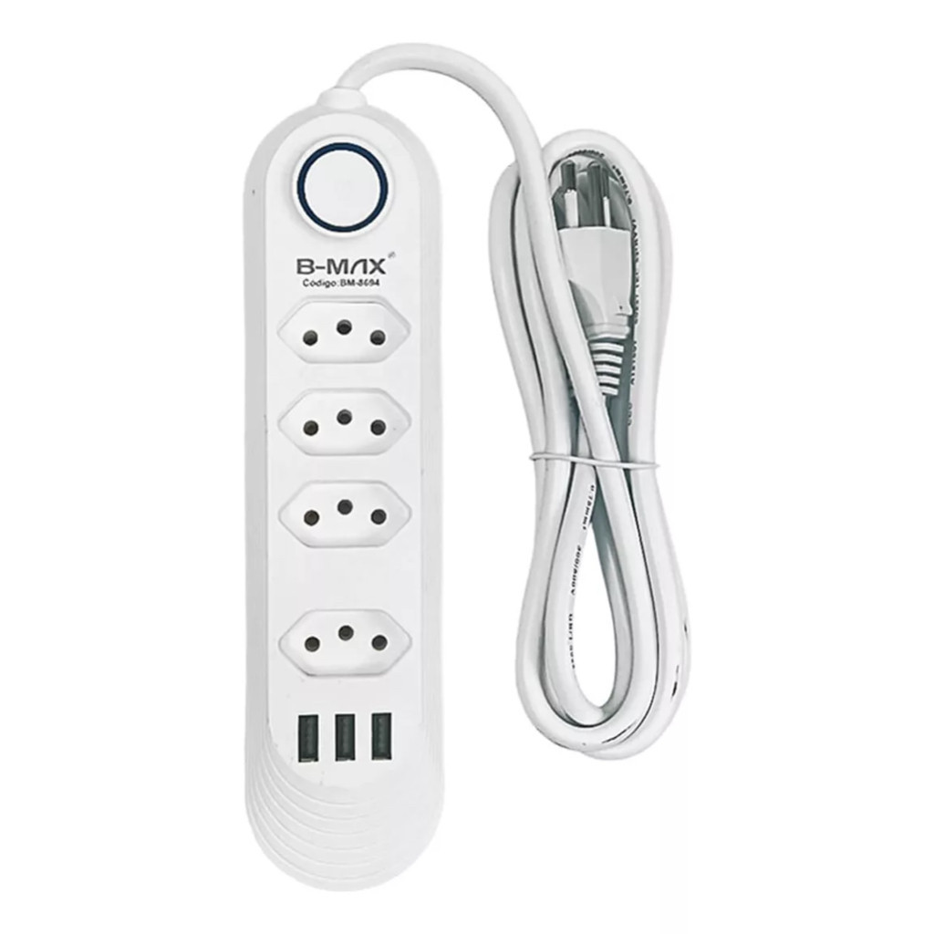 Extensao De Tomada + Usb Filtro De Linha B-max em Oferta na Shopee