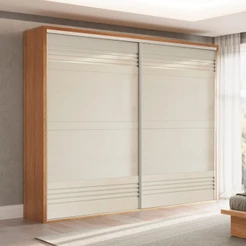 Guarda-Roupa 2 Portas de Correr 4 Gavetas 6 Prateleiras Ripado