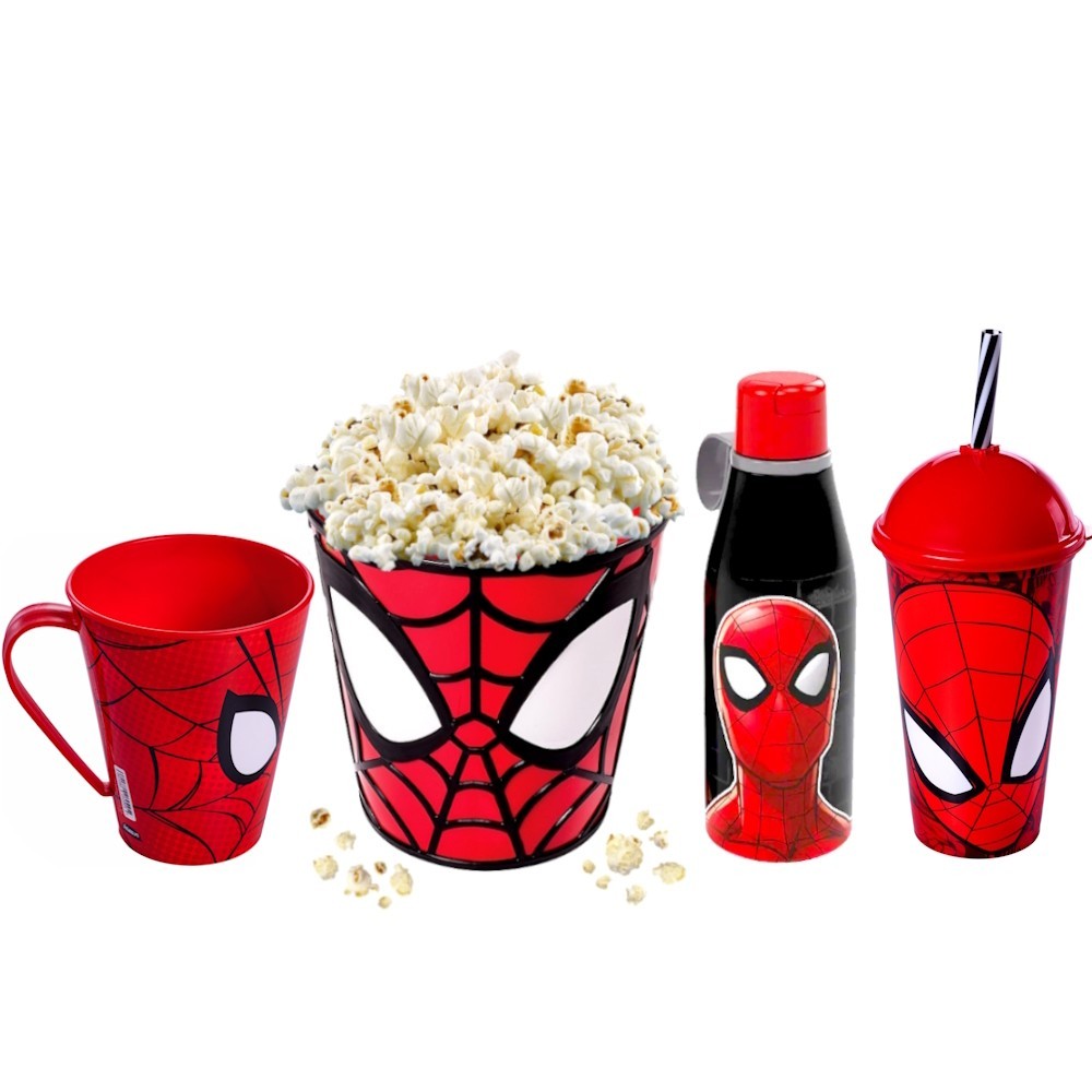 4 em 1 Homem Aranha Spider Pote Pipoca Copo Caneca Garrafa