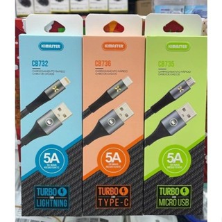 Cabo Carregador  Turbo 5A Para iPhone Type-C Micro-Usb Reforçado CB732 CB735 CB736 em Oferta na Shopee