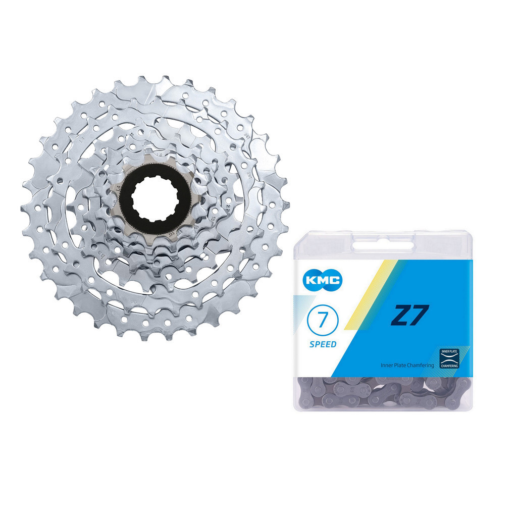 CASSETE SUNRACE M40 11/34D + CORRENTE KMC Z7 116 ELOS - 7V em Oferta na Shopee