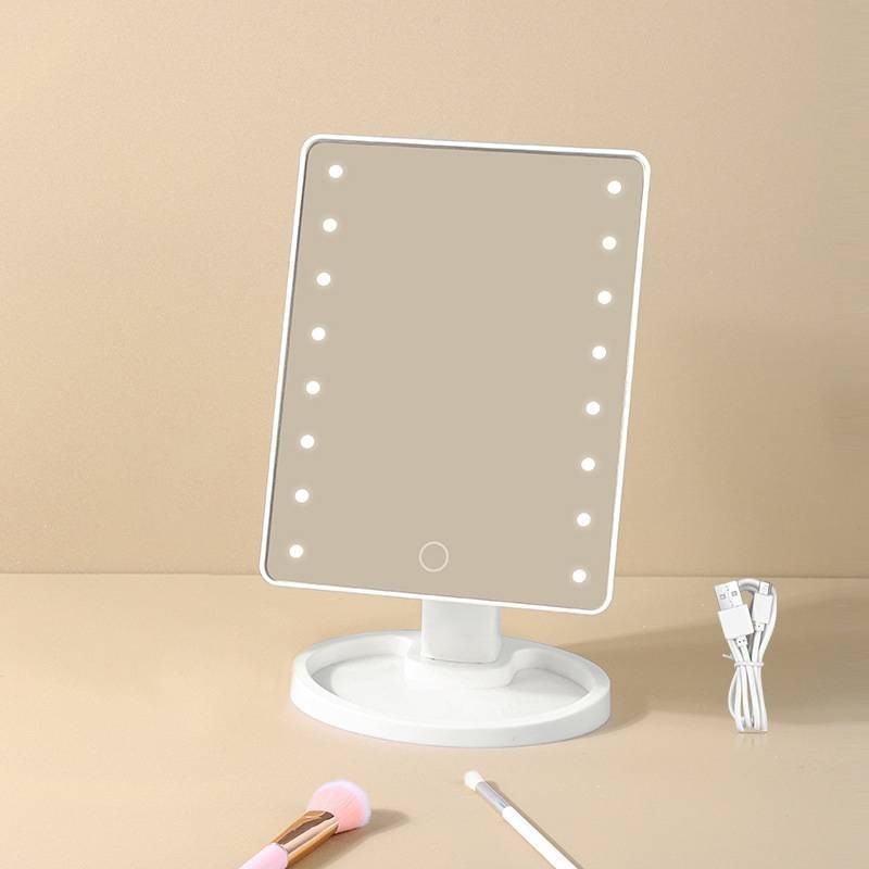 Espelho De Mesa Maquiagem Com 16 Leds Rotação Quadrado Touch Screen em Oferta na Shopee