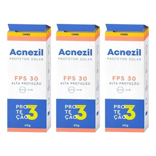 Kit 3 und Protetor Solar Acnezil FPS 30 Oil Control 60 g em Oferta na Shopee