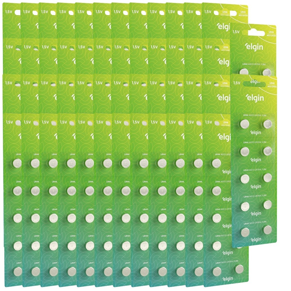 500 Baterias Pilhas Alcalina Lr44 1,5v Blister Cartela Elgin em Oferta na Shopee