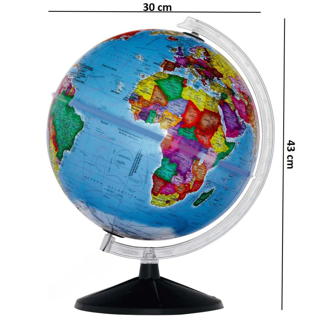 Globo Terrestre Político Giratório 30cm Diâmetro Mapa Mundi