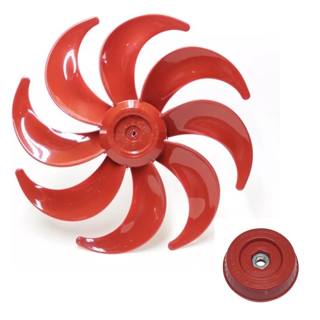 Kit Calota Trava Botão e Hélice para Ventilador Polishop / Mondial 8 Pás  40 Cm Vermelho
