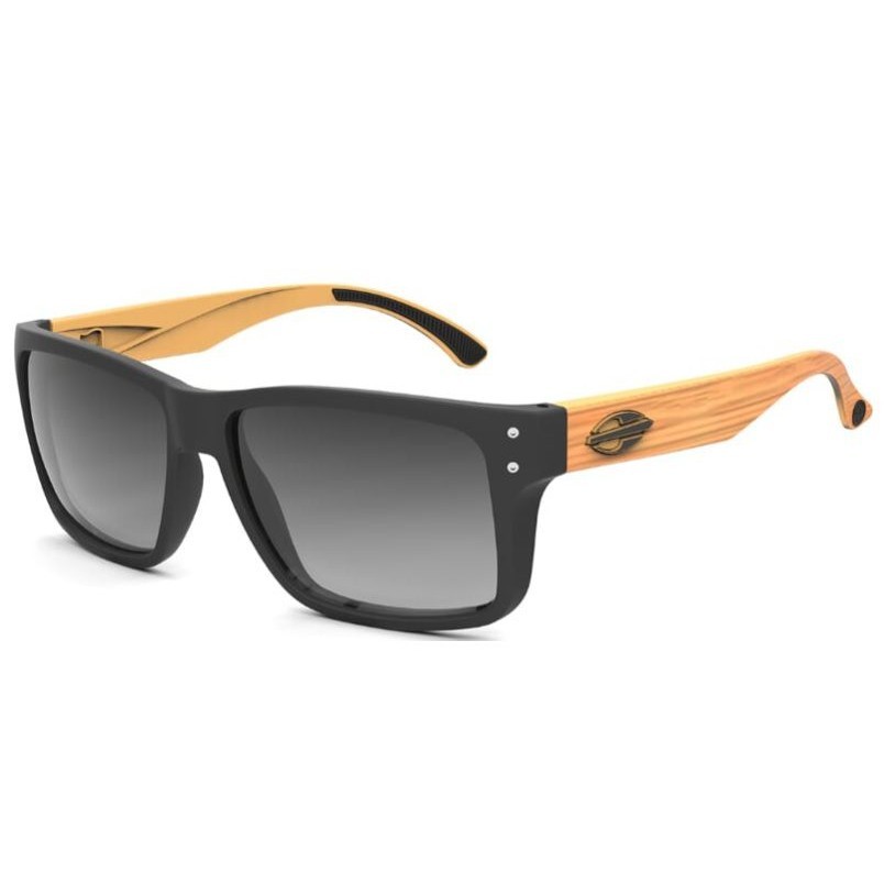 Óculos Solar Mormaii Mumbai M0082afl33 Preto Fosco Madeira Lente Cinza Degrade cat1
