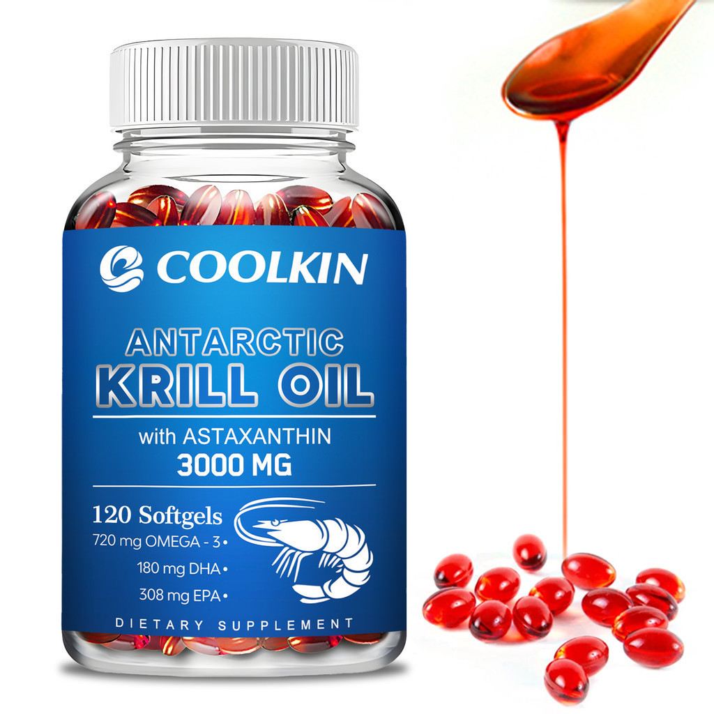 [Óleo De Krill Antártico CooLKIN 3000 mg , Contendo Astaxantina 200 Microgramas E DHA 180