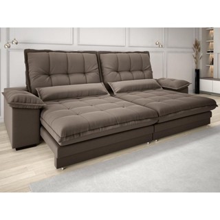 Sofá Bergamo 2,50m Assento Retrátil e Reclinável Velosuede Marrom - NETSOFAS em Oferta na Shopee