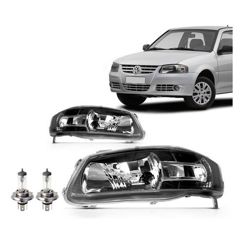 KIT PAR FAROL GOL 2005 G4 MASCARA NEGRA POWER + PAR LAMPADA H4 HALOGENA em Oferta na Shopee