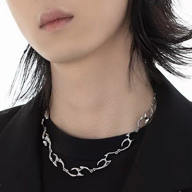 Personalidade Cyberpunk Flame Cosplay Colar Unisexo Gargantilha De Liga Corrente De Fita Pingente Jóias Hip-pop Punk Acessórios Presentes