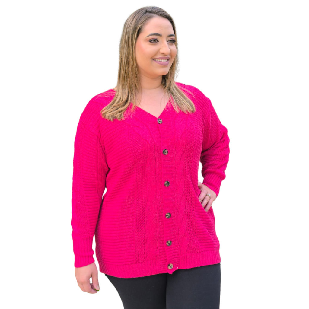 Casaco Feminino Plus Size com Botões Inverno