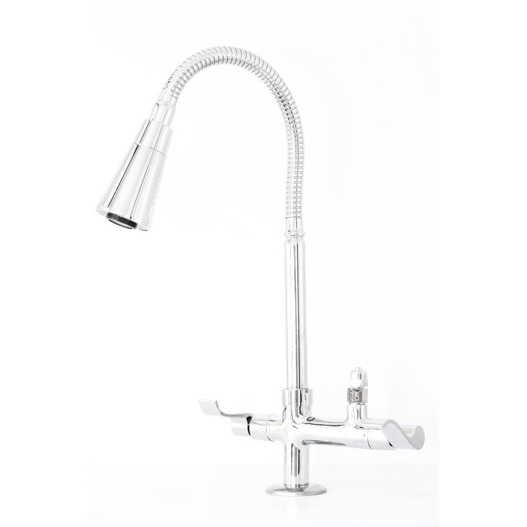 Torneira Cozinha Flexível Mesa Saída para Purificador de Água 1/4 Tubo Cromado Dois Jatos Samer Metais