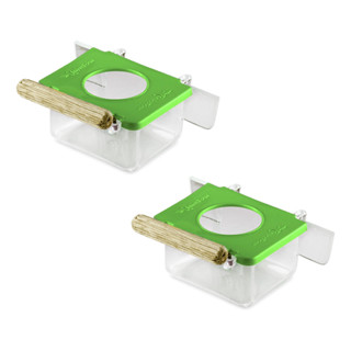 2UN - Comedouro para Pássaro 01 Furo Lateral com Poleiro e Gancho - Verde em Oferta na Shopee