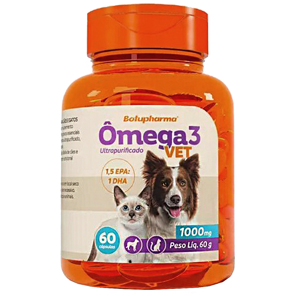 Omega 3 Cães E Gatos 1000mg 60caps Palataveis - Botupharma
