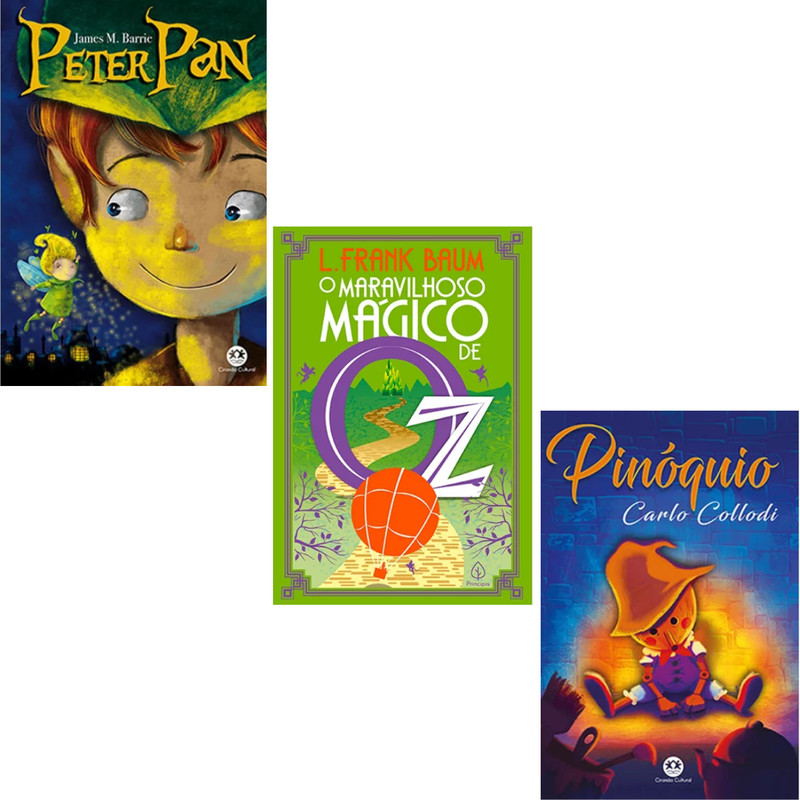 Livro O Maravilhoso Mágico de Oz | L. Frank Baum + Peter Pan | James M. Barrie + Pinóquio