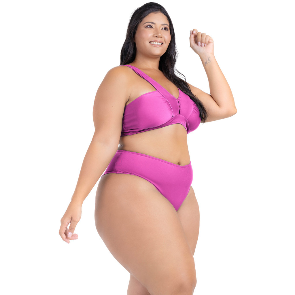 Biquini Calcinha Cós Alto Compressão Bojo Sustentação Plus Size Alças Largas Reforçadas Sustentação