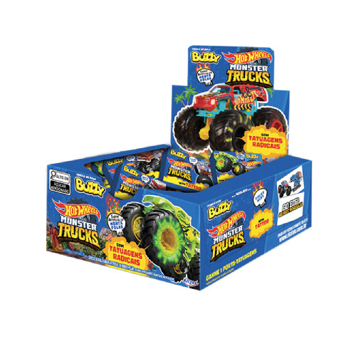 Chiclete Buzzy Hot Wheels Sabor Menta Polar - Embalagem com 360G