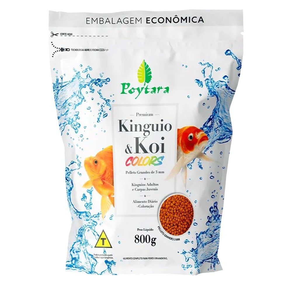Ração para Kinguio Grande e Carpa Koi Juvenil Poytara 800g