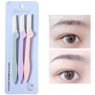 Kit 3 Navalhas Sobrancelhas e Remoção de Pelos Faciais Cores Macaron