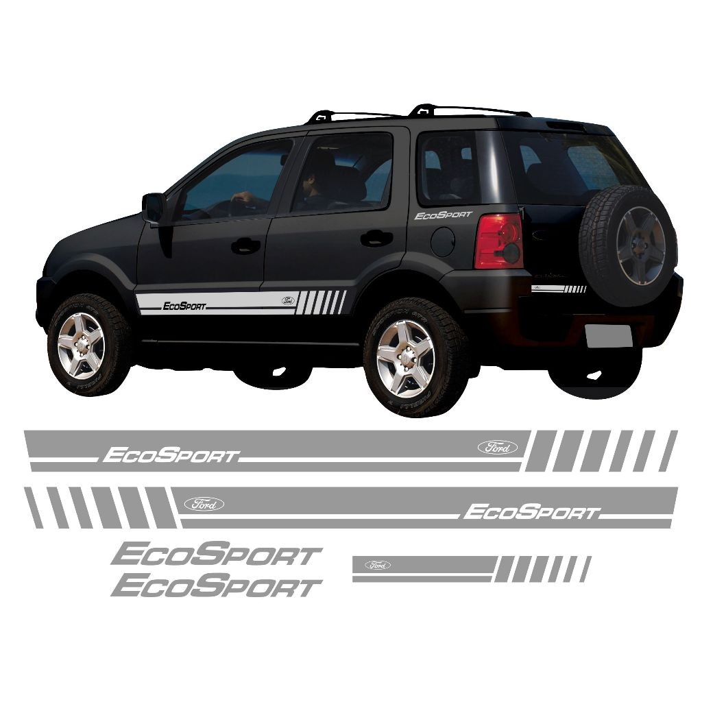 Kit Adesivos Faixa Lateral e Traseira Ford Ecosport Freestyle Tuning Sport Personalizado Prata em Oferta na Shopee