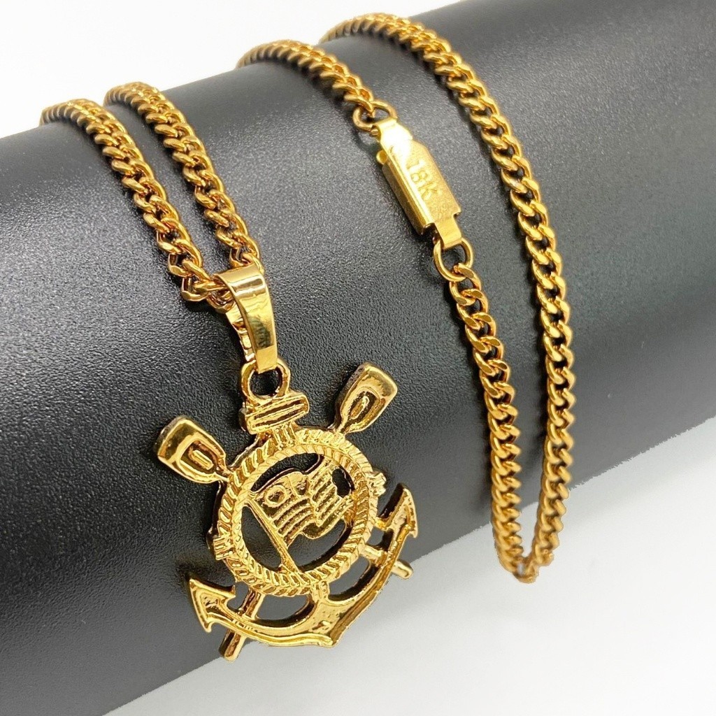 Colar e Pingente Corinthians: Colar em aço banhado a ouro 18K para o verdadeiro torcedor 2025 em Oferta na Shopee
