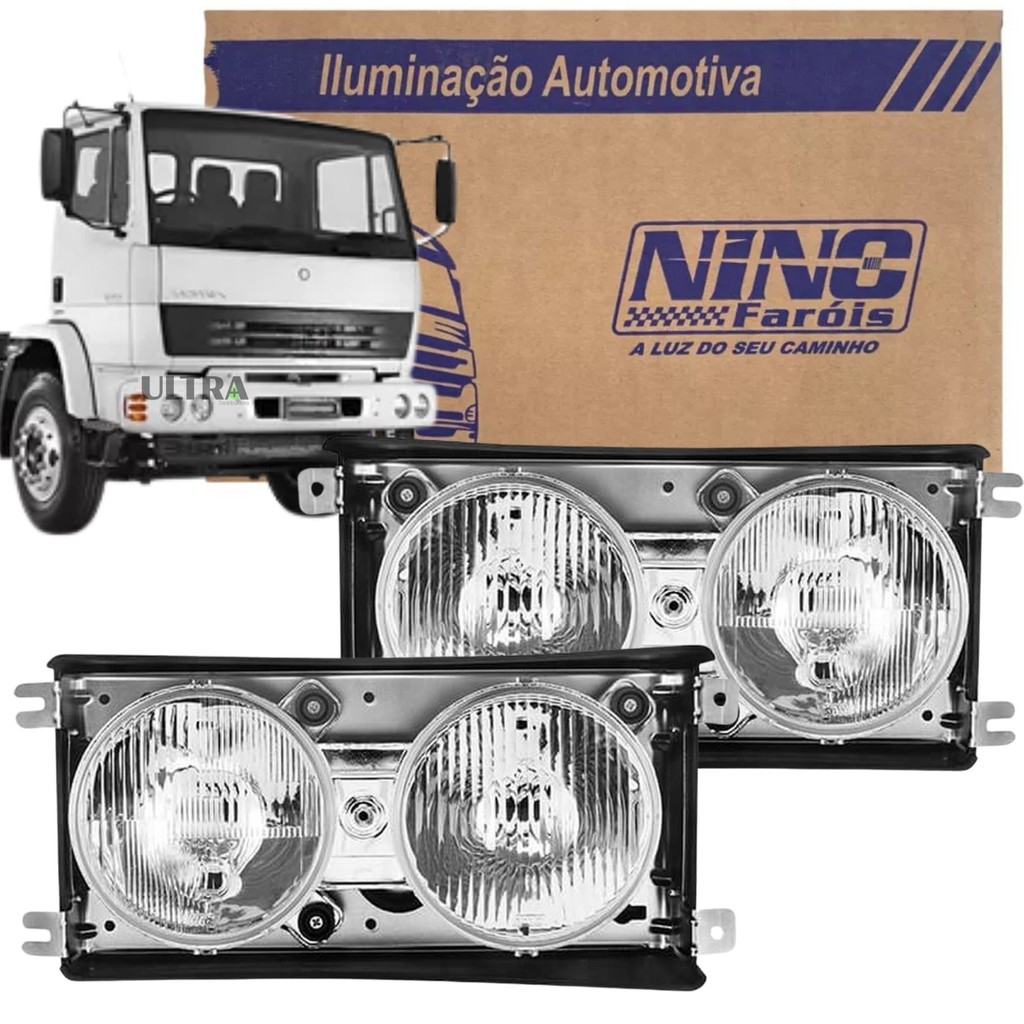 Farol Principal para Mercedes-Benz 712 / 914 / 1714 / 2423 / 2428 / Atron - Cara Chata - Duplo (1991 a 2009) - Nino em Oferta na Shopee
