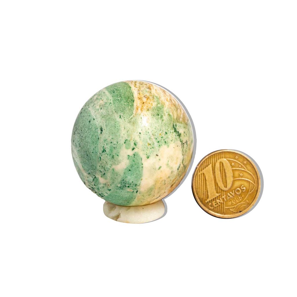 01 Esfera Jade Verde Lapidado 50 a 100g Aprox 3,5cm Tipo C
