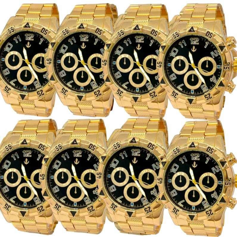 10 Relógio Masculino De Pulso Relógio dourado De aço relogio social Prata ou relógio Dourado 18k aço