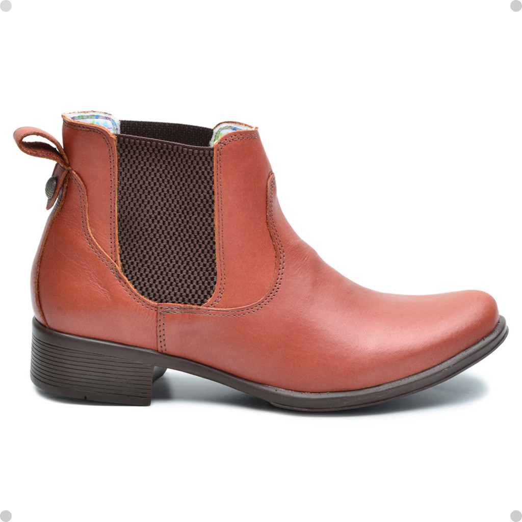 Coturno Casual Feminino Em Couro Bota Chelsea Cla-Cle