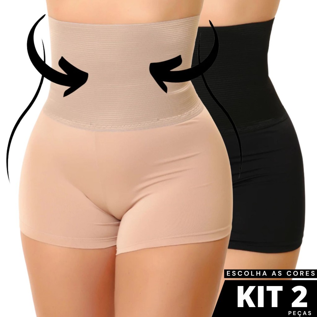 Kit 2 Short Cinta Bermuda Anágua Compressora Modelador Reduz Barriga Bruna Vestir de Baixo Roupa em Oferta na Shopee