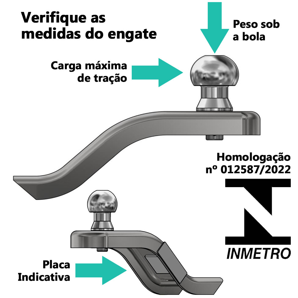 Engate Reboque Mitsubishi L200 Triton 2017 a 2023 Brucke MI1014 Rabicho Tração 1500kg Haste Removível