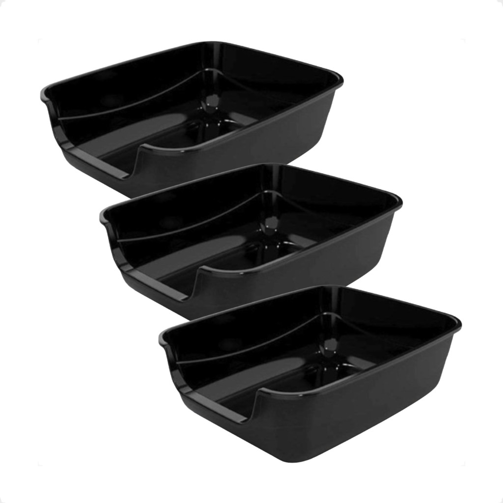 Kit 3 Caixa de Areia Gatos Grande 62x50x20 Furba Jumbox Pet Injet - Preto em Oferta na Shopee