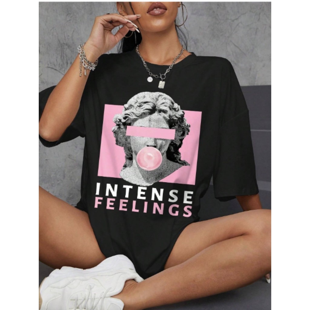 Camiseta Unissex Oversized Plus Size Feminina Masculina figura Ombro Caído escultura Streetwear Camisa Blogueira Style