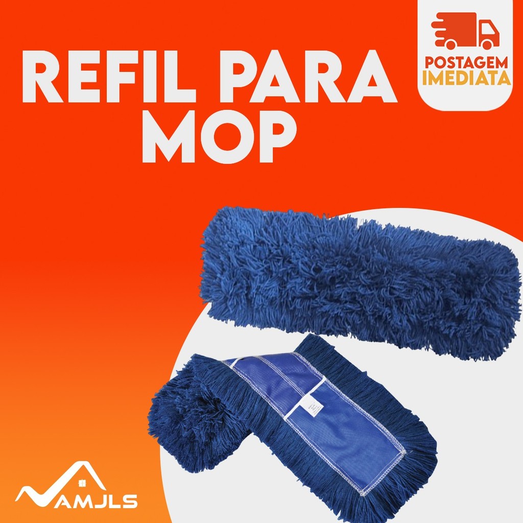 Refil Mop Bralimpia Euro Azul Profissional tamanho a escolher 40 cm ou 60cm