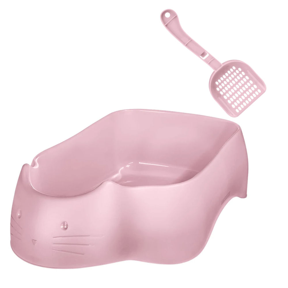 Kit Bandeja e Pá Higiênica para Gato Rosa Pet Sanremo - Pets