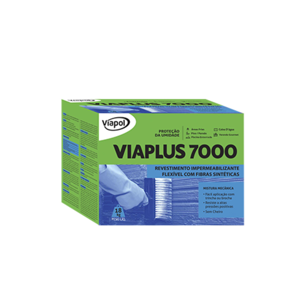Viaplus 7000 Fibras Revestimento Impermeabilizante Flexível Viapol 18kg em Oferta na Shopee