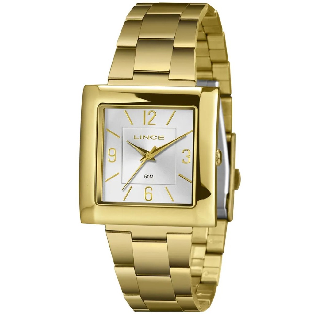 RELÓGIO LINCE FEMININO QUADRADO DOURADO LQG4767L34 S2KX