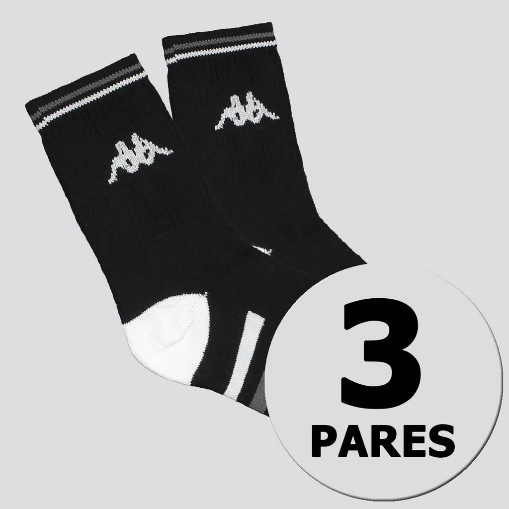 Kit Meia Kappa 3 Pares Comfort Cano Médio Preta