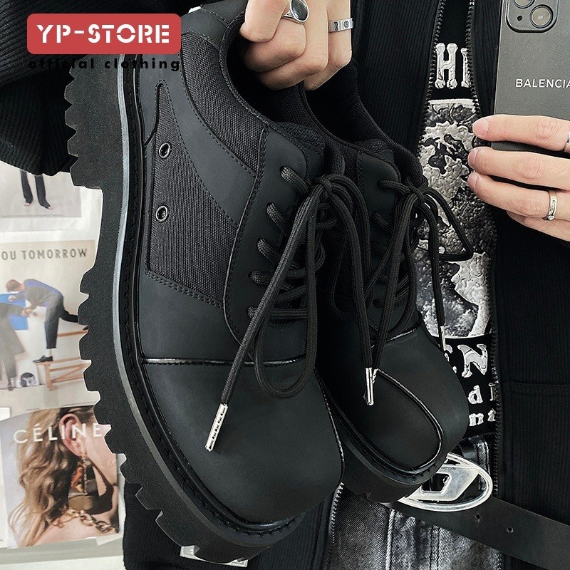 Malha Respirável Sapatos De Couro Masculino design De Nicho original Dedo Grande Derby Solas Grossas Casuais De Trabalho