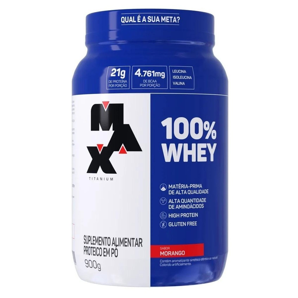 100% Whey - Max Titanium - 900g - Diversos Sabores