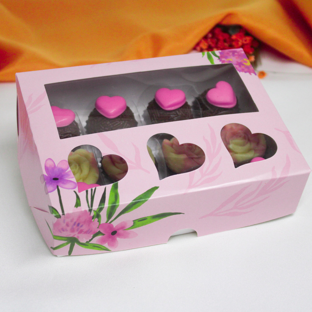 10 Caixas com visor trio de corações rosa para 12 doces ou artesanato 16x12x4 em Oferta na Shopee