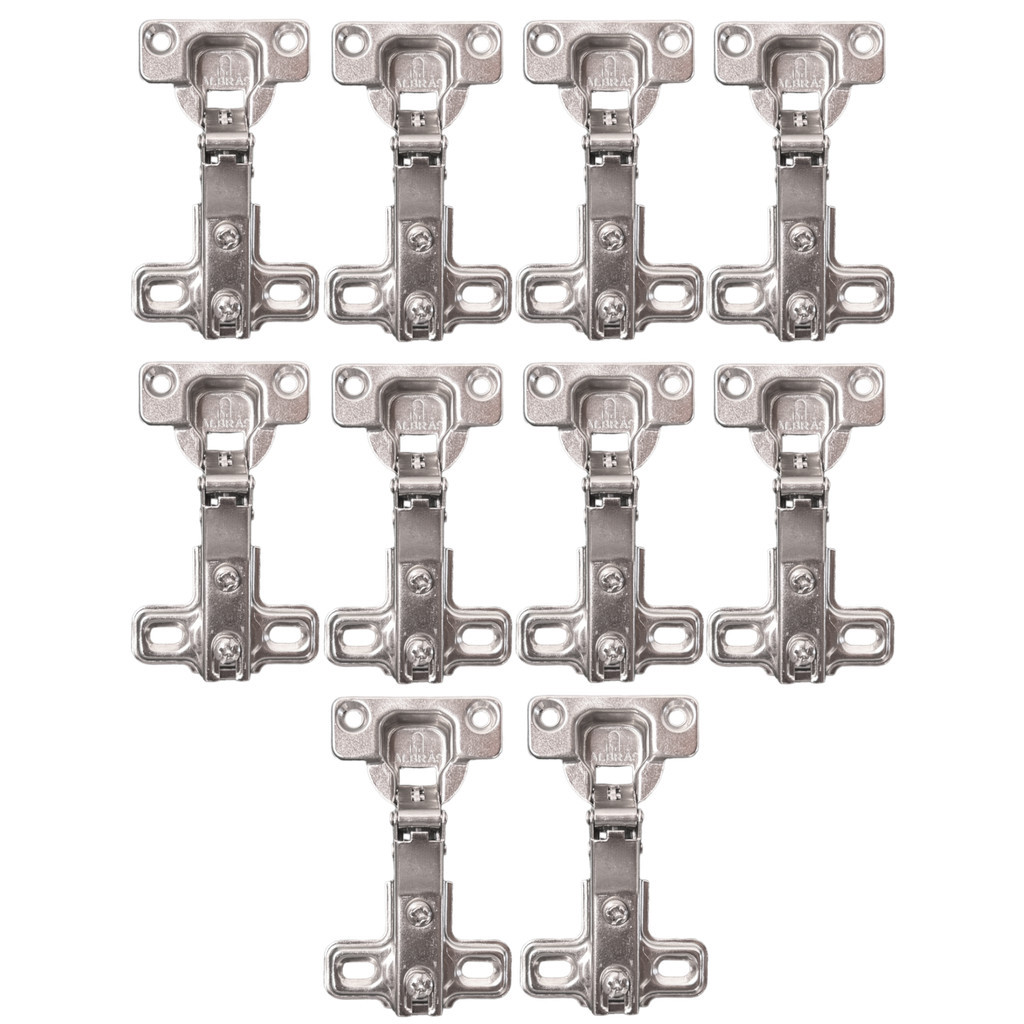 Kit 10 Dobradiça Curva 26mm Alta Porta Armário Móveis com Calço