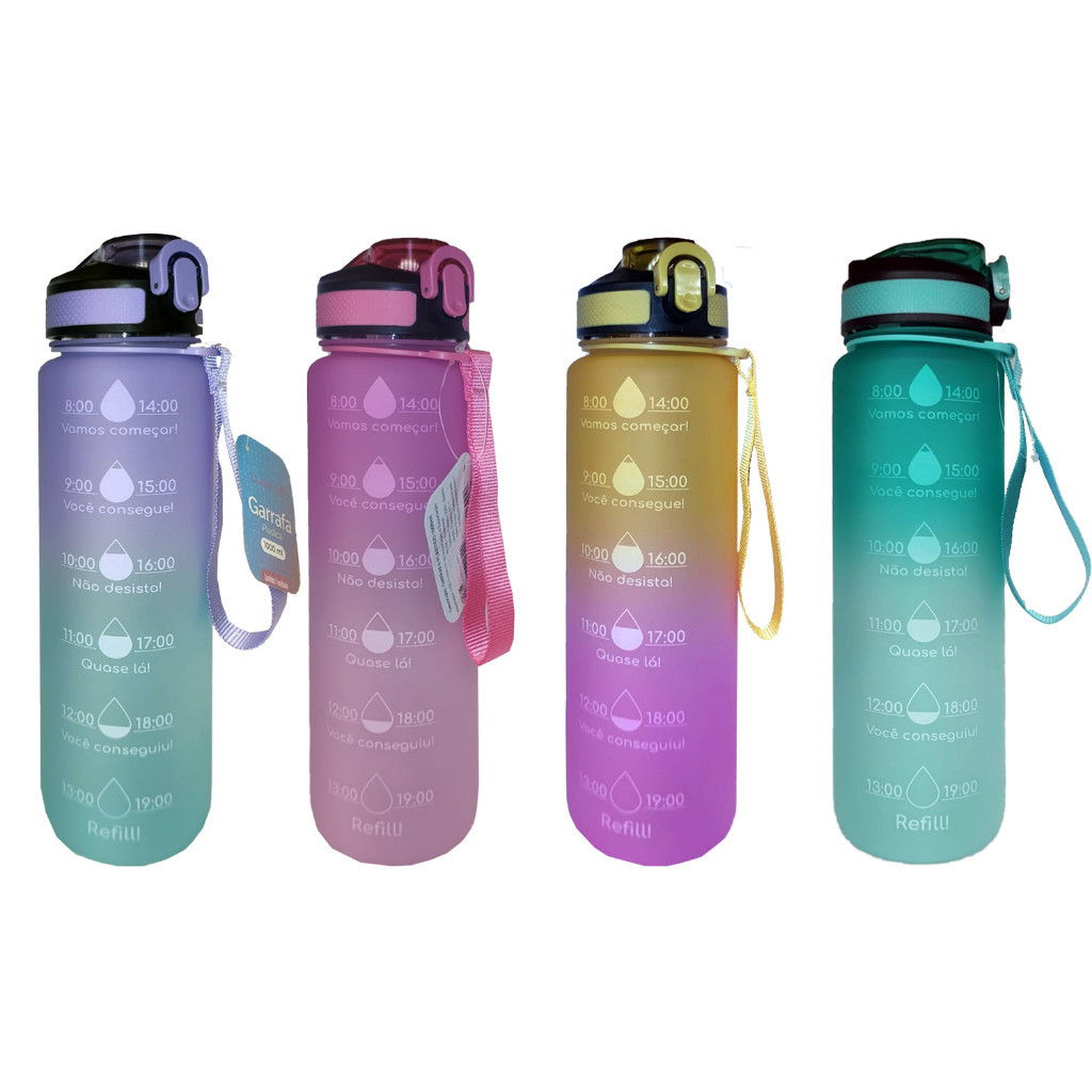 Garrafa Squeeze Plástico 1 Litro Colorido Degradê Clink Moment 1000ml